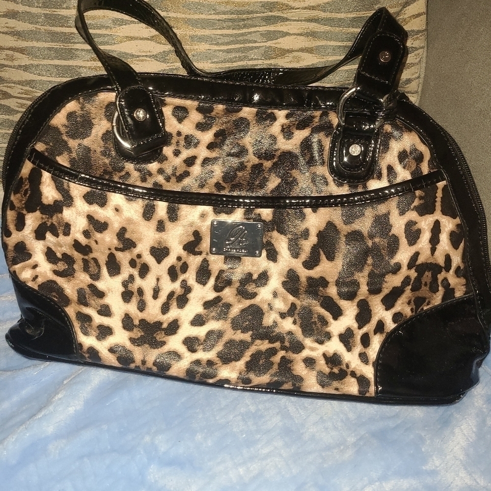 Grace Adele Leopard top zipper bag
